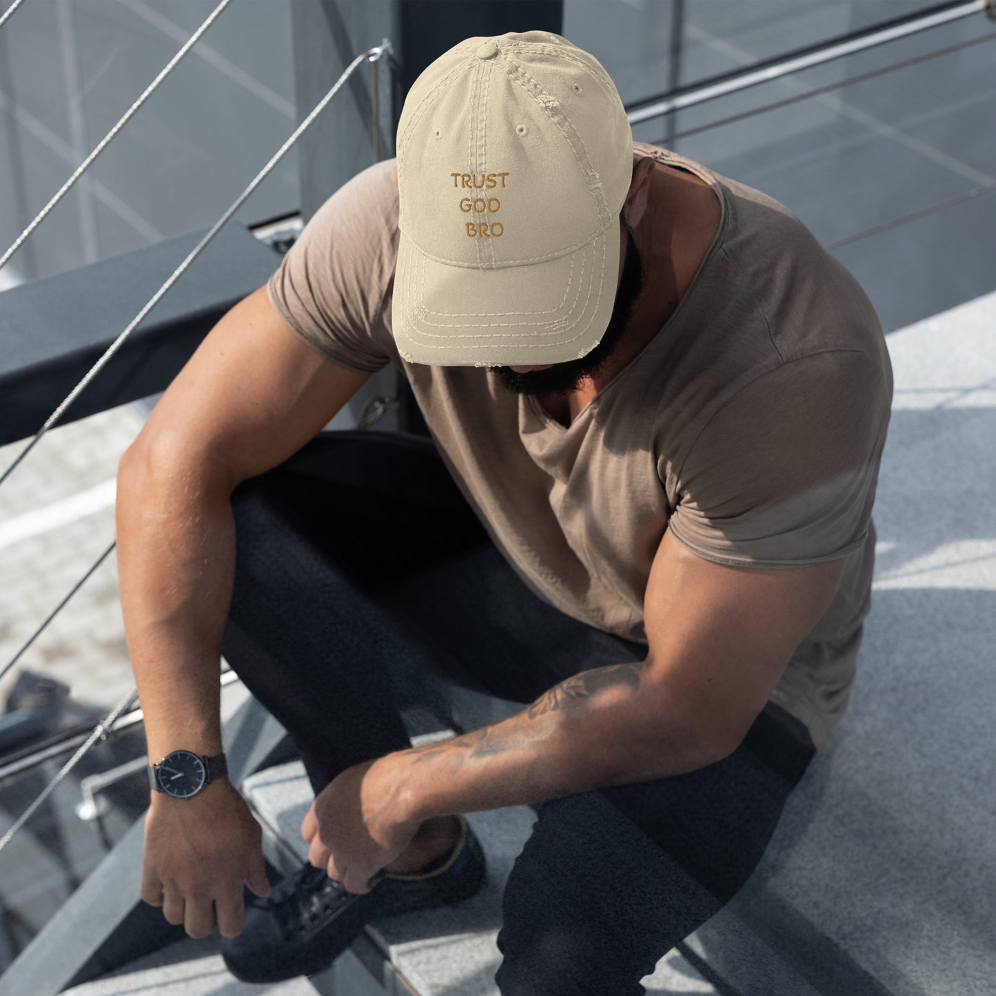 Trust GOD Bro Distressed Dad Hat