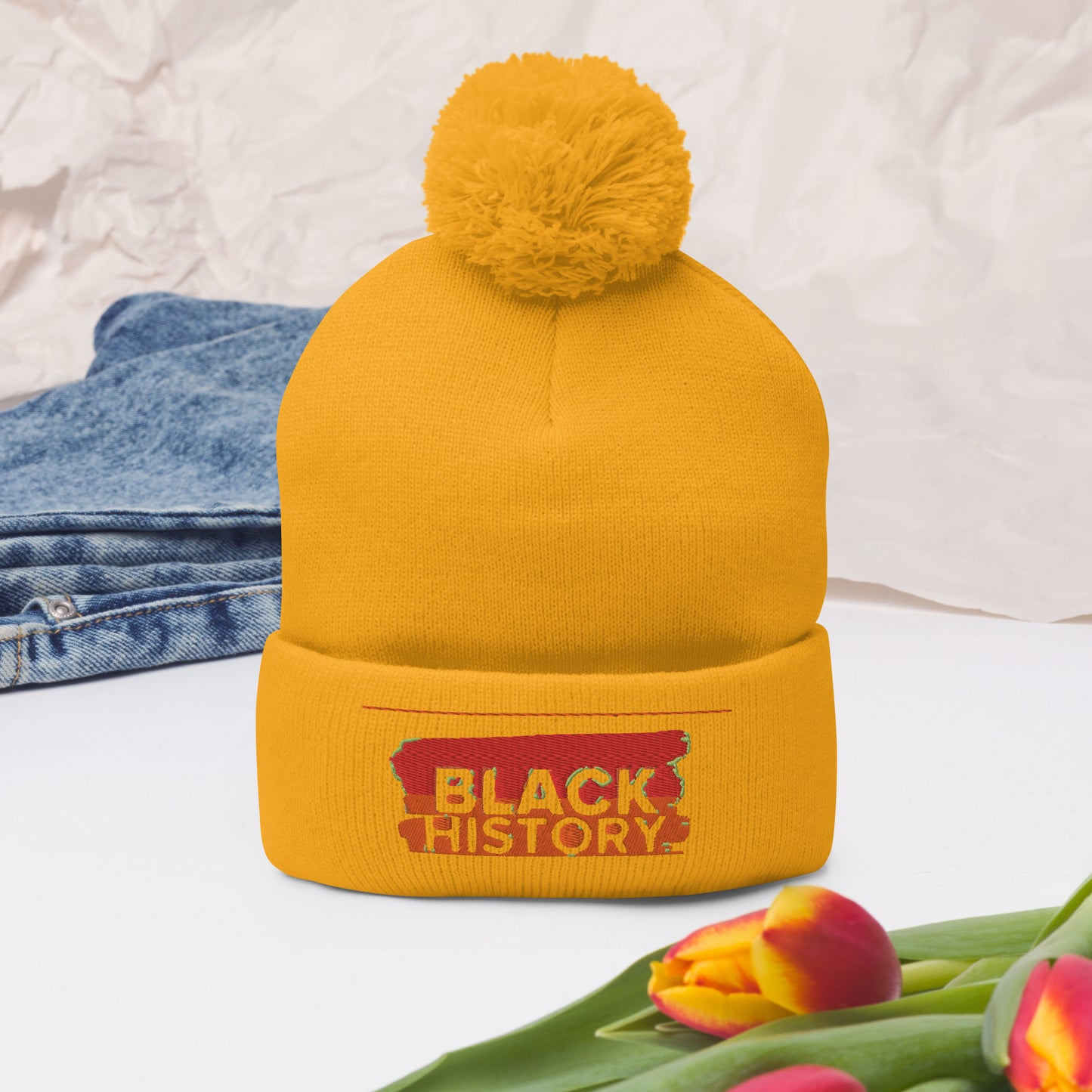 Black History Pom-Pom Beanie