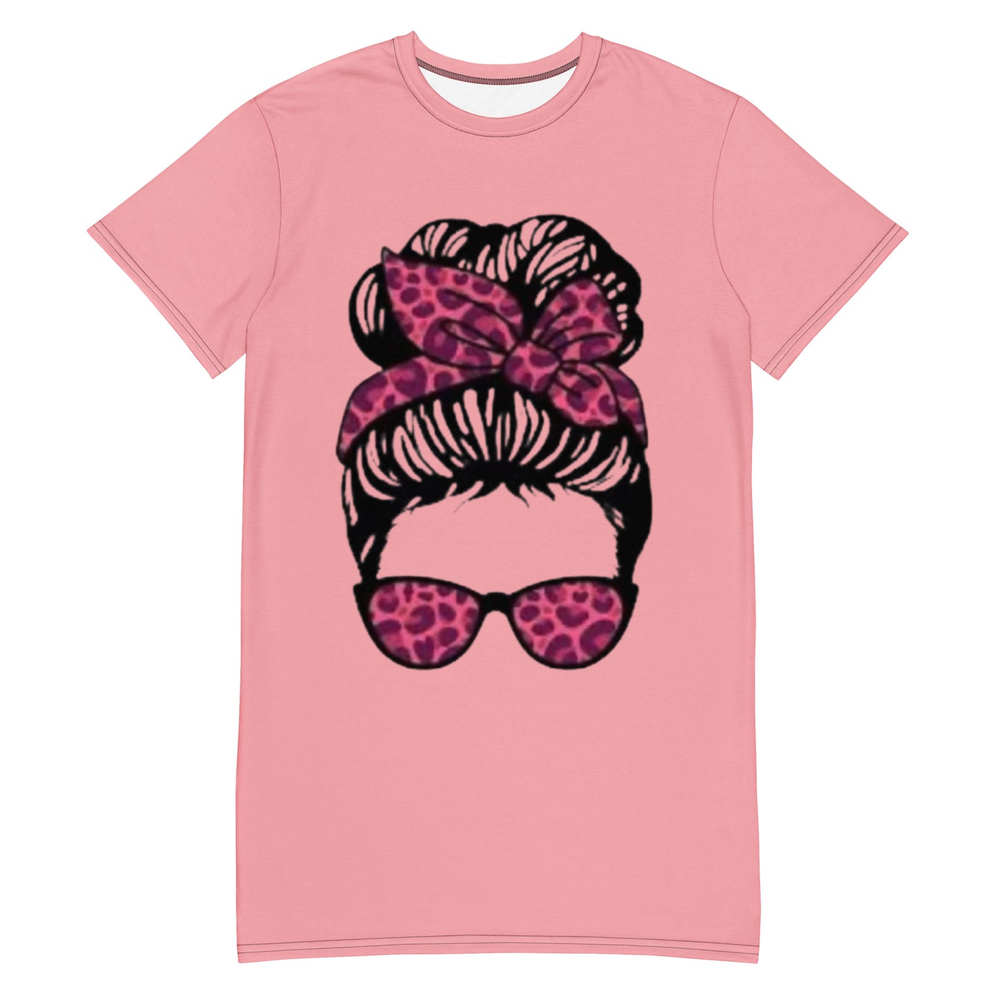 Messy bun (Pink) T-shirt dress