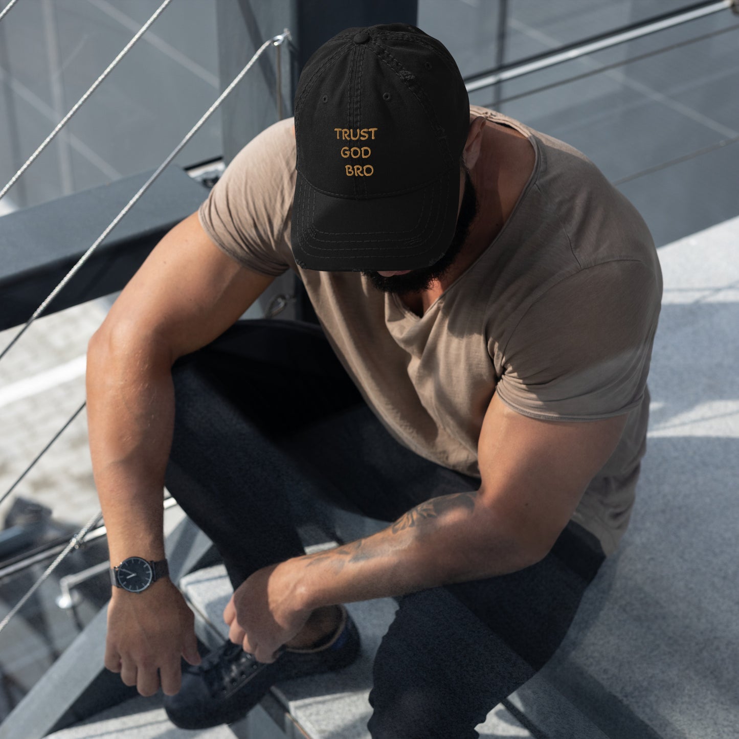 Trust GOD Bro Distressed Dad Hat