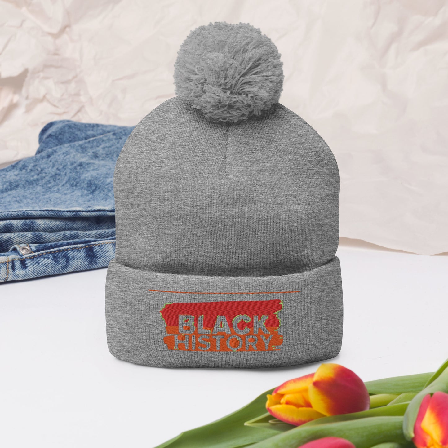 Black History Pom-Pom Beanie